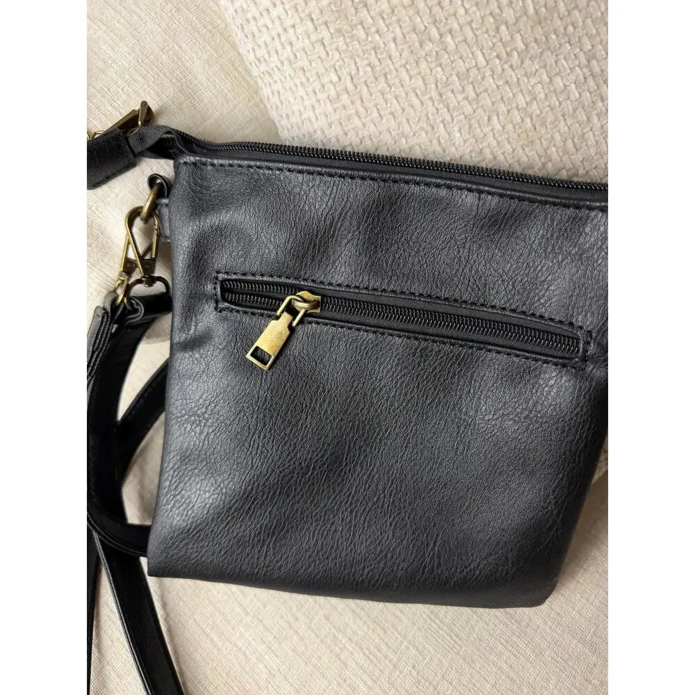 NEW seOSTO Crossbody Bag Size [ ] Vegan Leather Multi Pocket Sling